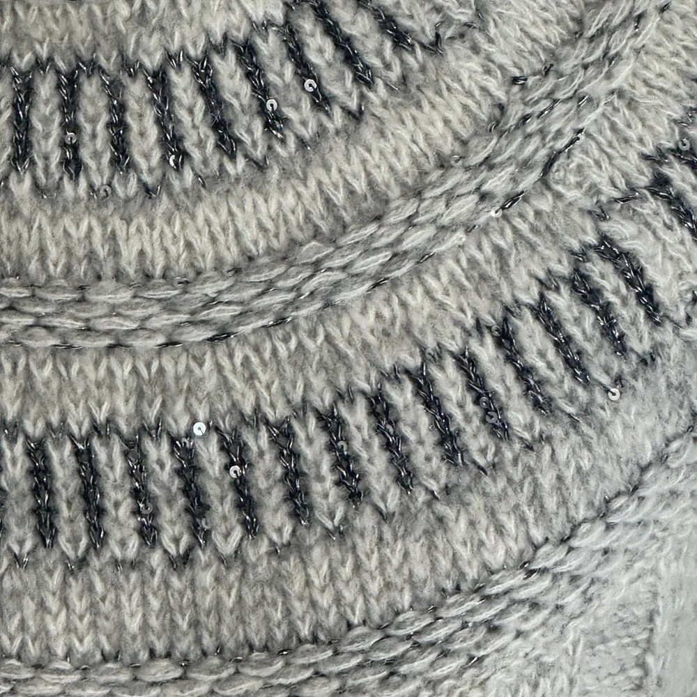 Free People Nordic Sweater Dress Mini Gray Sparkle Short Sleeve Y2K Size‎ M